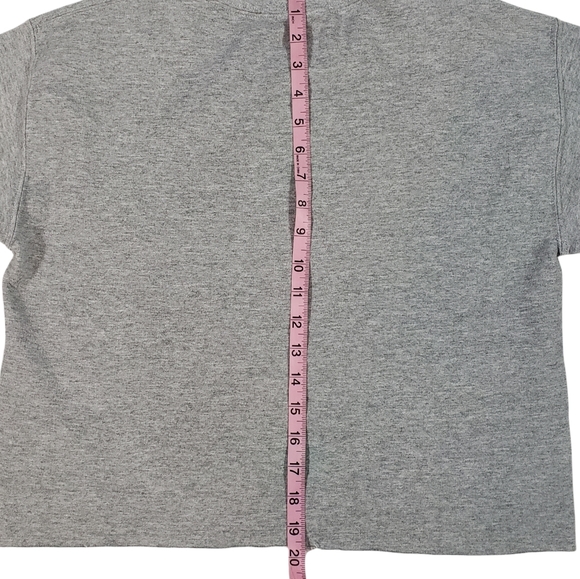 Disney Mickey Minnie Mouse Gray Fleece Cropped Sweatshirt Sz S Crewneck Sweater - Picture 7 of 8